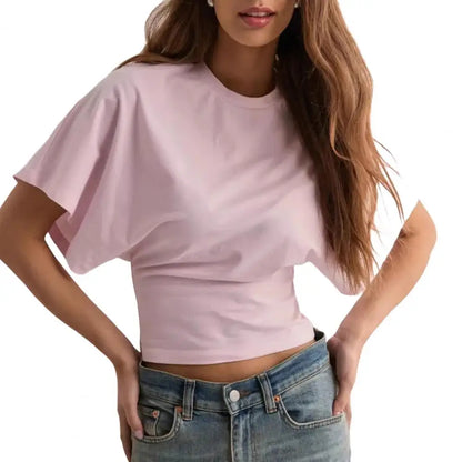 Women’s Casual Solid Color T-Shirt – Stylish Breathable Round Neck Raglan Tee | Work & Everyday Wear