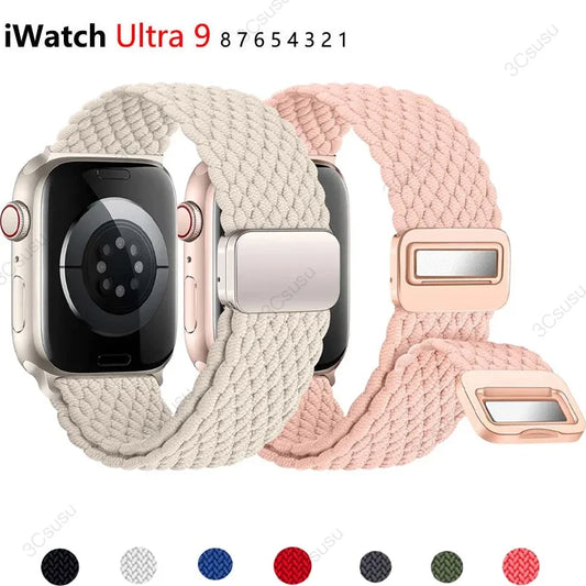 Nylon Braided Magnetic Strap for Apple Watch – Compatible with 40mm, 41mm, 44mm, 45mm, 49mm (Series SE, 3, 5–9, Ultra2)