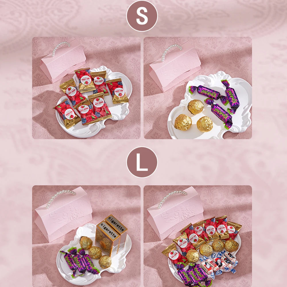 10Pcs Pink Paper Gift Boxes – 3D Flower Design with Pearl Handle for Party & Holiday Gift Packaging