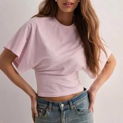 Women’s Casual Solid Color T-Shirt – Stylish Breathable Round Neck Raglan Tee | Work & Everyday Wear