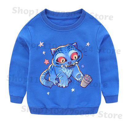 K-pop Demon Hunters Round-Neck Sweatshirt – Cute Anime Cartoon Hoodie for Children, Boys & Girls, Spring & Autumn Sport Fashion