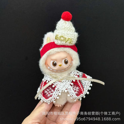 Labubu Christmas Deer Outfit – Red Festive Clothes Set for V1/V2/V3/V4 Figures, “Pin For Love” Holiday Edition