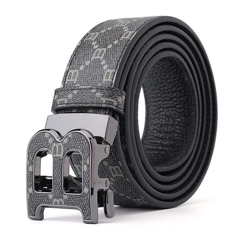 High Quality 3.4cm Leather Business Men Belt Luxury Brand Designer famous  work Belts for men Jeans Strap Male Buckle belt