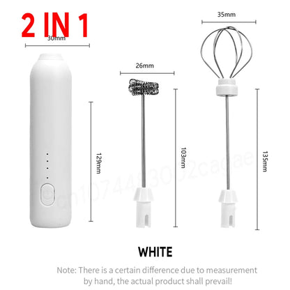 Electric Milk Frother - USB Rechargeable Handheld Foam Maker for Coffee, Latte & Cappuccino