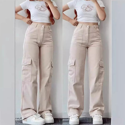 Women’s Versatile Mid-Rise Workwear Pants – Long Fitted Waist with 3D Pockets | Casual & Office Ready
