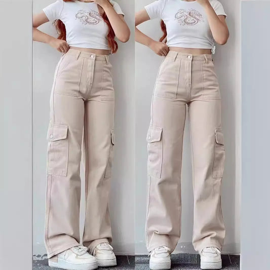 Women’s Versatile Mid-Rise Workwear Pants – Long Fitted Waist with 3D Pockets | Casual & Office Ready