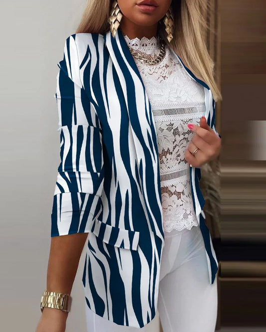 Women’s Butterfly Print Blazer – Casual Long Sleeve Turn-Down Collar Suit Jacket for Spring & Autumn