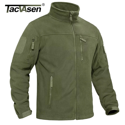 Men’s Fleece Jacket – TACVASEN Warm Windproof Full-Zip Outdoor Coat with Multiple Pockets