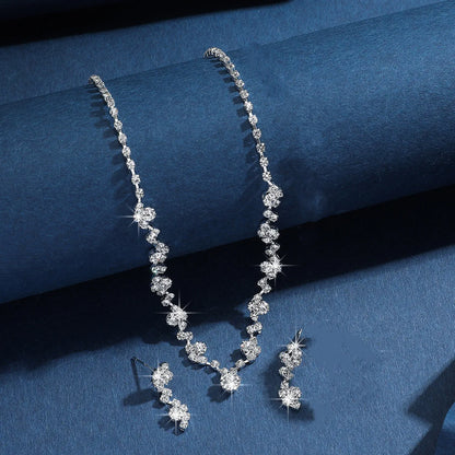 Elegant Rhinestone Necklace & Earrings Set – Bridal Wedding Jewelry Accessories for Women