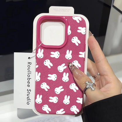 Kawaii Miffy Rabbit Phone Case Fills The Screen 16PROMAX Phone Case /15 Soft Case 14 Lychee Pattern 13 Niche 12/X