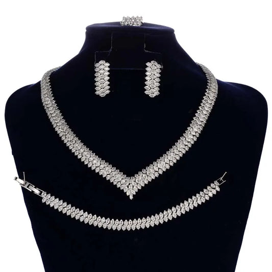 HADIYANA Luxury Cubic Zirconia Jewelry Set – Exquisite High-Quality Bridal Wedding Accessories for Women (BN9297)