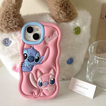 Disney Cartoon Cute Iphone 11 12 13 14 15 Pro Plus Stitch Silicone Material Simple All Inclusive Phone Case Valentine'S Day Gift