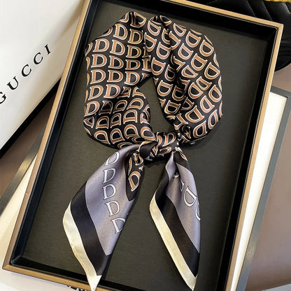 2025 Satin Imitation Print Silk Scarf Square Women Neck Scarves Wrap Headkerchief Beach Hair Band Women's Bandana