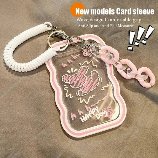 1PC Cute Acrylic ID Card Holder with Lanyard – For Student, Work, Campus, Bus, and Access Control Cards