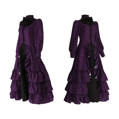 2025 Halloween Women’s Medieval & Victorian Costume – Renaissance Gothic Lace Purple Queen/Princess Dress