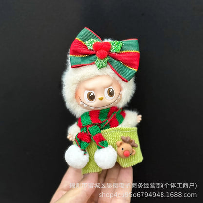 Labubu Christmas Deer Outfit – Red Festive Clothes Set for V1/V2/V3/V4 Figures, “Pin For Love” Holiday Edition