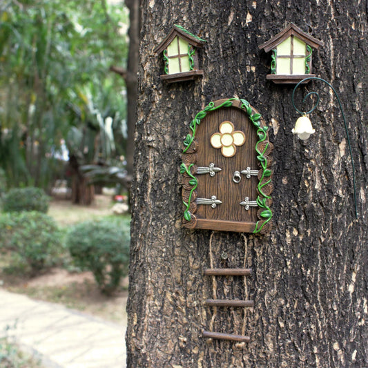 Mini Fairy Tale Door Garden Set – Outdoor Decorative Pendants & Statue Stake for Patio or Yard Decor