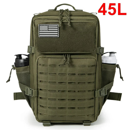 25L/45L Tactical MOLLE Backpack – Outdoor Hiking Daypack with Dual Cup Holders for Men & Women