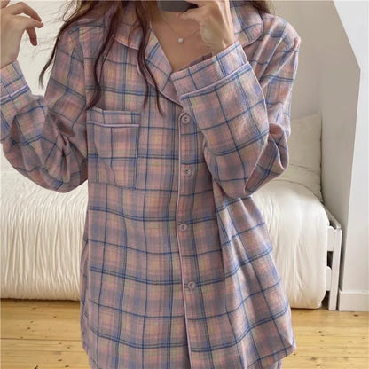 Spring & Autumn Women’s Pajamas Set – Casual Cardigan Home wear for Girls & Students
