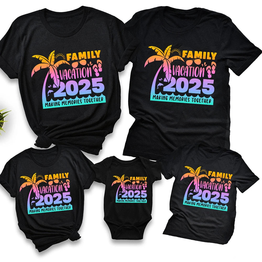 Family Vacation 2025 Matching Shirts – Dad, Mom, Kid & Baby – Beach Summer Travel T-Shirts
