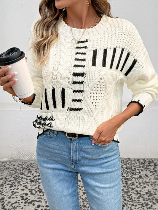 Women’s Casual Loose Knit Sweater – Long Sleeve Winter Pullover Vintage Style Knitwear Top