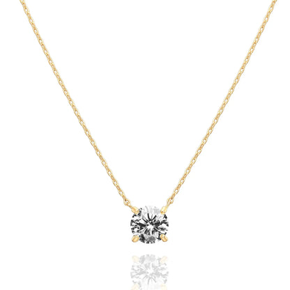 Shevalues 14K Gold Plated Crystal Solitaire Necklace – Dainty Cubic Zirconia Choker for Women, Elegant Fashion Jewelry