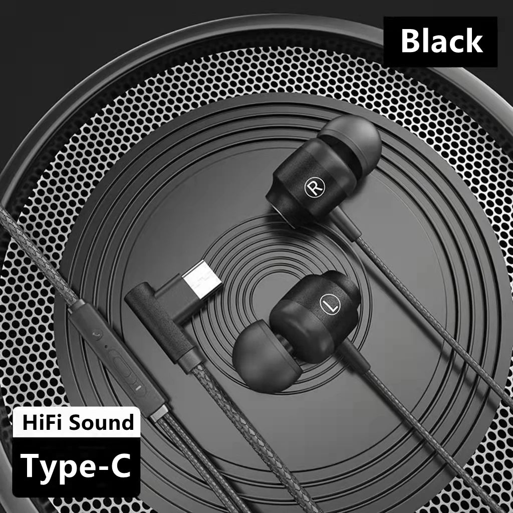 Wired Earphones with Mic - Metal Magnetic HiFi Stereo Headphones 3.5mm/Type-C for Gaming & Music
