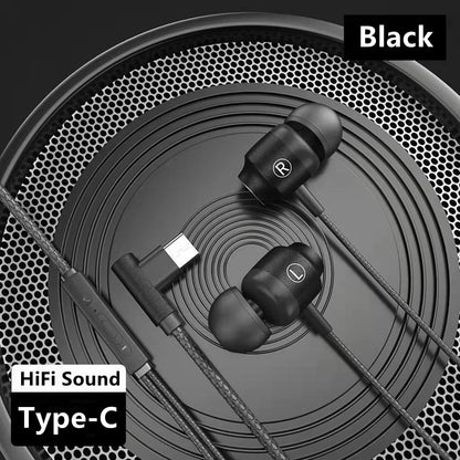 Wired Earphones with Mic - Metal Magnetic HiFi Stereo Headphones 3.5mm/Type-C for Gaming & Music