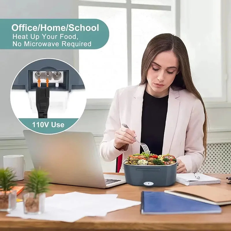 HOMEFISH 1.5L Electric Lunch Box – 60W Portable Food Warmer & Heater for Car & Home (Leak-Proof, Stainless Steel)