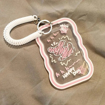 1PC Cute Acrylic ID Card Holder with Lanyard – For Student, Work, Campus, Bus, and Access Control Cards