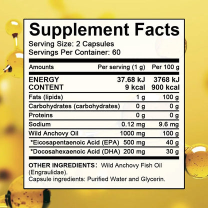 Omega-3 Fish Oil Supplement 120 Capsules – Heart & Brain Health from Wild Anchoviesfi