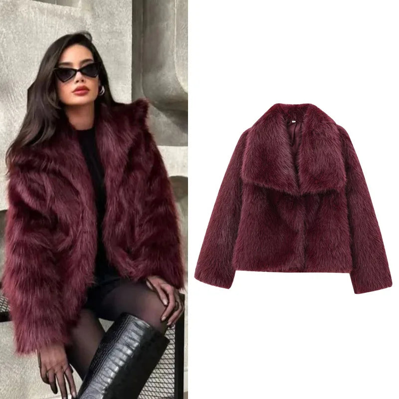 Women’s Faux Fur Jacket – 2025 Autumn/Winter Loose Long-Sleeve Toka Fox Coat
