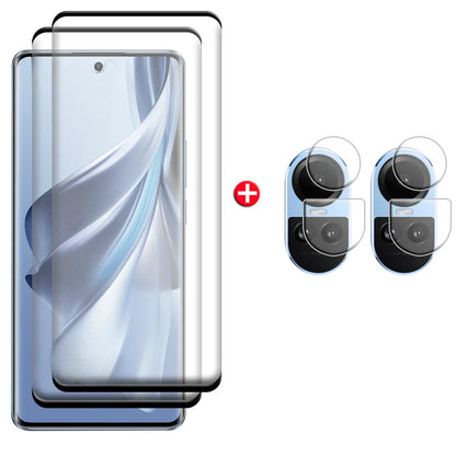 2N2 for Reno 10 5G Glass OPPO Reno 10 Pro 5G Tempered Glass Full Cover Curved Screen Protector for Reno 10 Lens Glass