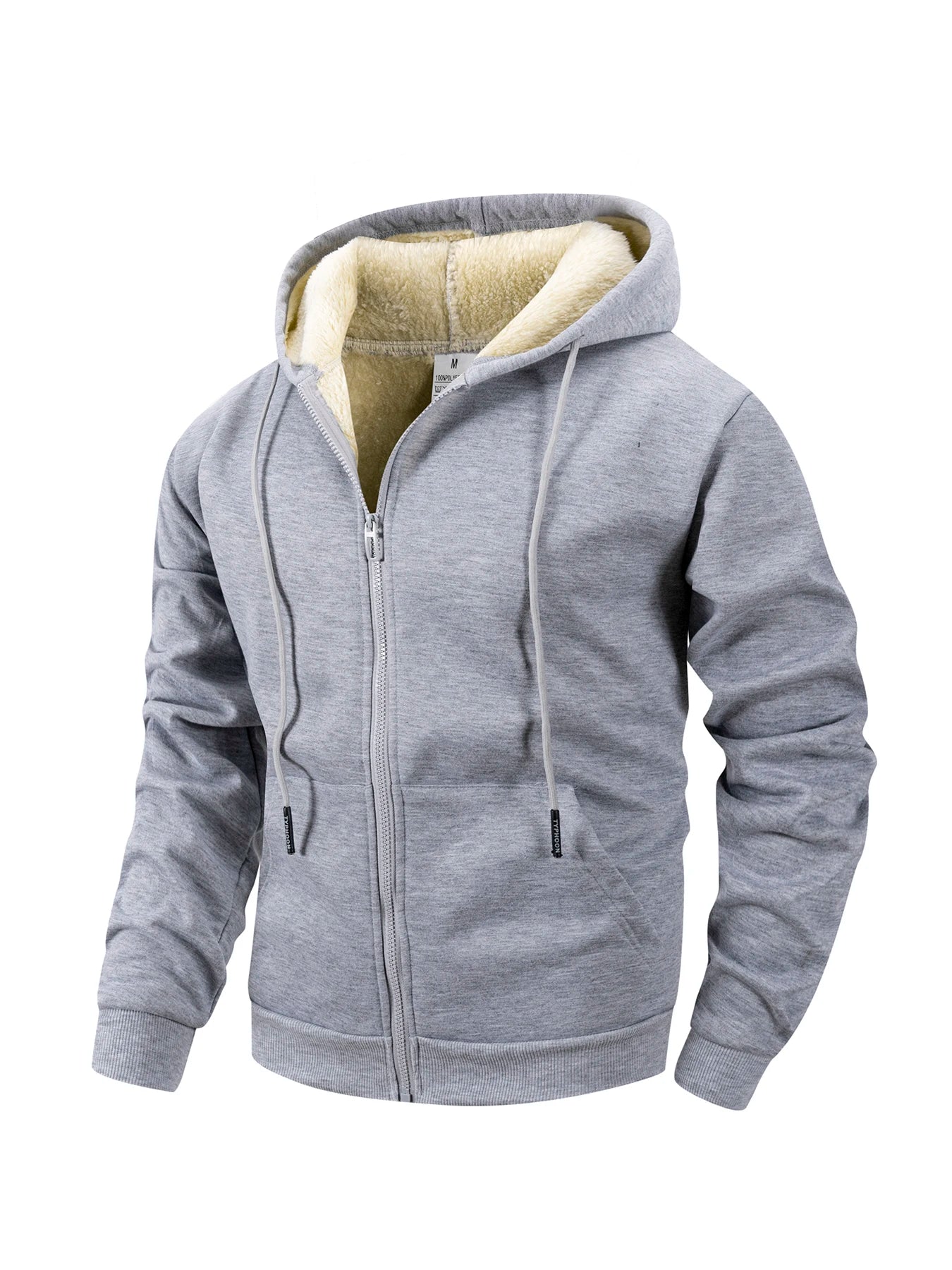 Men’s Fleece Hooded Jacket – Winter Warm Windproof Zipper Heavyweight Sweatshirt Coat