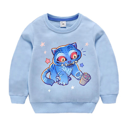 K-pop Demon Hunters Round-Neck Sweatshirt – Cute Anime Cartoon Hoodie for Children, Boys & Girls, Spring & Autumn Sport Fashion