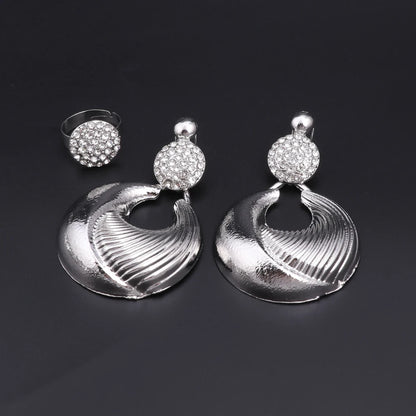 Dubai Silver Plated Luxury Jewelry Set – Women’s Necklace, Earrings, Bracelet & Ring for Wedding and Party