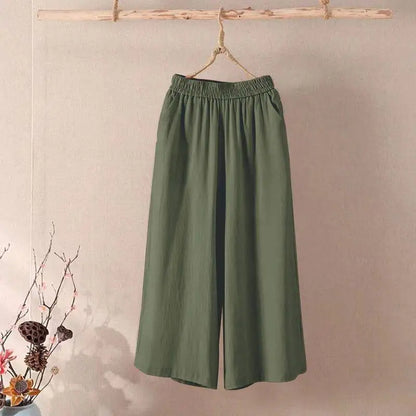 Women’s Casual Cotton Linen Pants – Vintage Wide Leg Capri Sweatpants | Summer Joggers Fashion Clothing