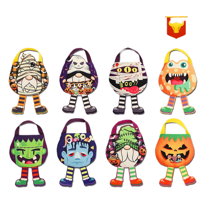 Halloween Candy Bag for Kids ? Pumpkin Printed Trick or Treat Tote