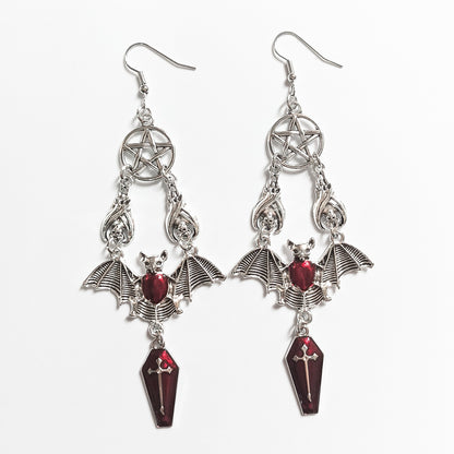 Bat Vampire Earrings ? Gothic Halloween Dangle Earrings for Women & Girls